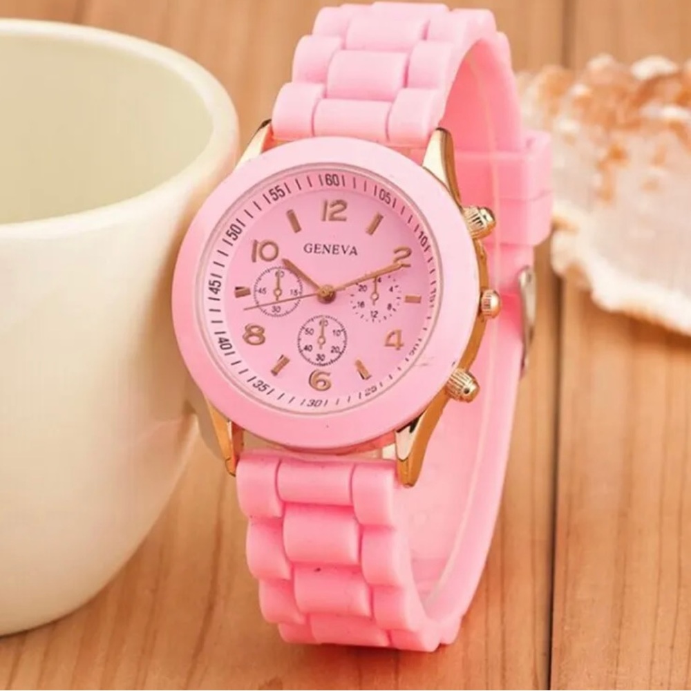 Fashion Women Quartz Watch Pink Silicone Jelly - Picture 3 of 5